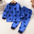 thumbnail image 2 of Swuxness Toddler Round Neck Top Set, Kids Long Sleeved Sets, Child Spring Printing Pants Long Sleeve Round-Neck Blouses Sets Blue, 140, 2 of 5