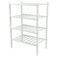 thumbnail image 4 of 4 Tier Shoe Rack White Stackable Shoes Rack Organizer Multifunctional Bamboo Shoe Rack for Home Hotel Dorm, 4 of 20