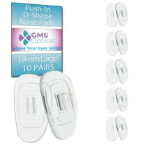 GMS Optical 19mm Long Length / 6mm Medium Width / 2.5mm Thick – D Shape Push-In Soft Silicone Nose Pads for Glasses, Eyeglasses & Sunglasses (5 Pair, Clear)