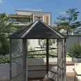 thumbnail image 6 of PawHut 69" Large Wooden Hexagonal Outdoor Aviary Flight Bird Cage With Covered Roof, Light Gray, 6 of 9