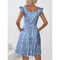 thumbnail image 3 of Women's Summer Dresses Casual Square Neck Floral Sundress with Pockets A Line Flowy Beach Dress, 3 of 6