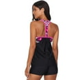 thumbnail image 3 of Women's Rose/Light Green Print Insert Racerback Tankini Set Swimwear, 3 of 25