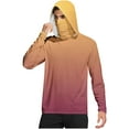 thumbnail image 2 of Pisexur Sun Protection Clothing Men UPF 50 Long Sleeve Shirt Men Printing Summer Sunscreen Is Breathable Long Sleeve With A Mask Hooded Blouse Orange,M, 2 of 7