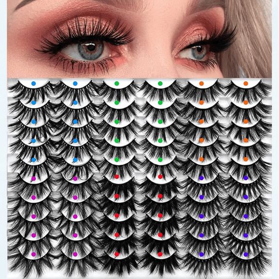 30 Pairs False Eyelashes 6 Styles Mixed 20MM Lashes Bulk Fluffy Volume 3D Faux Mink Lashes Pack