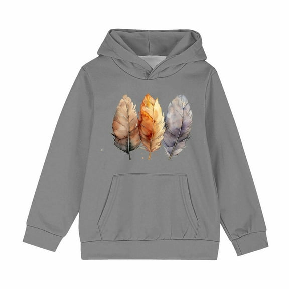 Favoffer Fall/Winter Unisex Big Kids Orange Hooded Pullover Sweatshirt Casual/Athletic Play/Outdoor 4-14Y