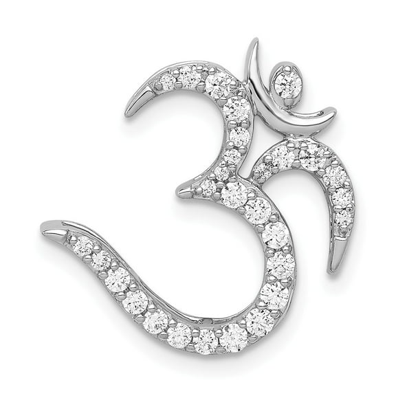 Real 14kt White Gold 3/8ct. Diamond Om Symbol Chain Slide; for Adults and Teens; for Women and Men