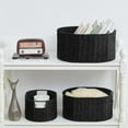 thumbnail image 2 of Wicker Basket, Set of 3 Round Storage Baskets for Organizing, Woven Paper Rope Wicker Storage Basket with Handles, Black Cube Storage Organizer Bins Baskets for Shelves & Decor, Black, 2 of 15