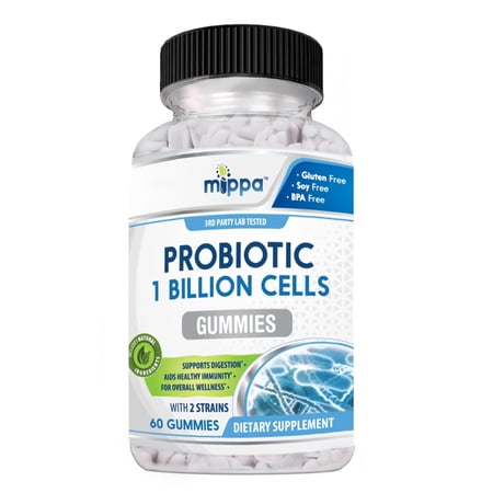 Mippa Supplements Probiotic Gummies - 1 Billion Cells, Supports Digestive Function, Immune System Overall Health & Wellness for Adults - 60 Gummies
