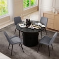 thumbnail image 2 of Hawsaiy 5-Piece Dining Table Set for 4, 47" Round Dining Table Set with 4 PU Leather Dining Chairs, Modern Farmhouse Table Set for Dining Room (Black+Dark Gray), 2 of 10