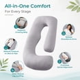 thumbnail image 3 of Sasttie Cooling Pregnancy Pillows for Sleeping, U Shaped Full Body Pillow with Removable Cover, Pregnant Women Must Haves, Maternity Essential, Light Grey, 3 of 8