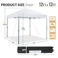 thumbnail image 3 of WDZS 12x12 Pop Up Canopy Easy Set-up Tent, Portable Outdoor Canopy Instant Tent, Commercial Gazebo with Wheeled Carry Bag & 4 Sandbags for Home, Party & Outdoor Activities, White, 3 of 9