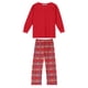 thumbnail image 2 of INSPIRAR CHIC Ropa de Navidad de Manga Larga Tops Sólidos con Pantalones de Cuadros Conjuntos de Pijamas Familiares Niños y Niñas S Rojo, 2 of 4