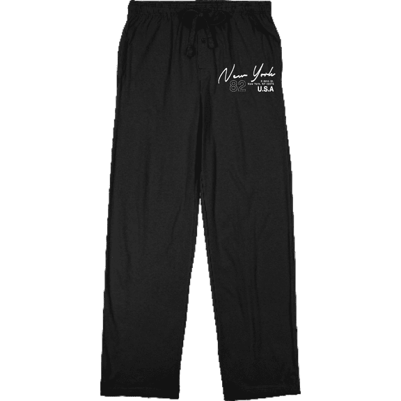 80th Street, New York, NY 10075 USA Men's Black Sleep Pajama Pants-Medium