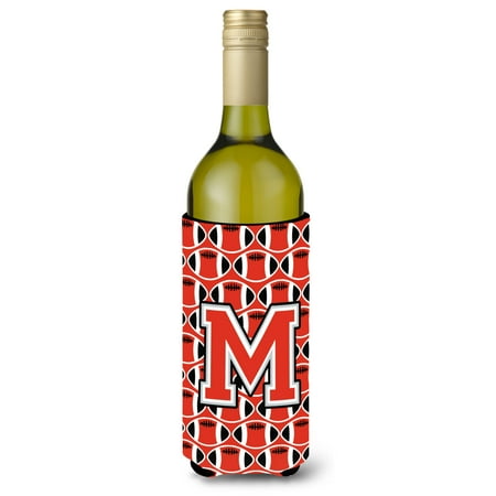 

Carolines Treasures CJ1067-MLITERK Letter M Football Scarlet and Grey Wine Bottle Beverage Insulator Hugger Wine