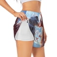 thumbnail image 3 of Lsque Red And White Bird Couple Printed Women's Running Shorts with Liner Pockets,Elastic Quick Dry Workout Athletic Gym Yoga Shorts,Womens High Waist Shorts-Large, 3 of 9