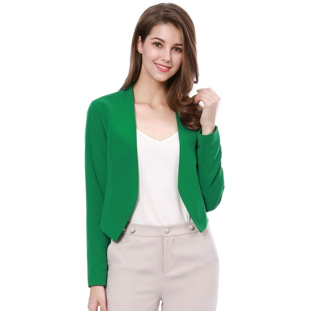 Unique Bargains Veste Blazer Courte Sans Col pour Femme, de Travail/bureau/affaires Décontracté