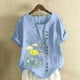 thumbnail image 1 of ICHUANYI Clearance Women's Summer Casual Round Neck Short Sleeve Flower Printing Loose Shirt Tops(Light Blue, XXL) ICHUANYI WER2023080816866, 1 of 4