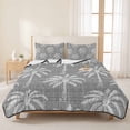 thumbnail image 3 of Quilts Twin Size Bedding Set, Grey Palm Tree Lightweight Quilted Comforter, Summer Botanical Tropical Tree Soft Reversible Bedspread Coverlet with Pillow Covers for All Season, 68" x 86", 3 of 9