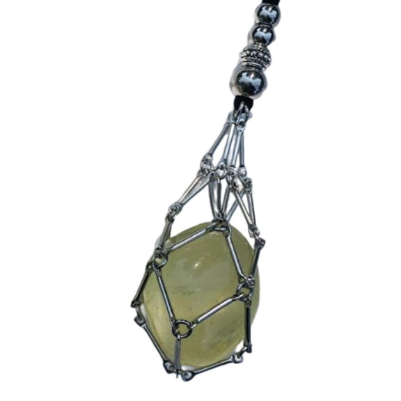 Osdhezcn Empty Crystal Stone Holder Necklace Cord Adjustable Natural Crystal Cage Necklace Chain Mesh Pendant Necklace Gifts