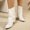 White, variant on Women Pointed Toe Buckle Strap Slip on Mid Calf Thin Stiletto High Heel Boots Casual Leather Footwear for Party Street Autumn Winter Fashion Matching Outfits White 9(42)