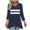 Navy, variant on Yuanlook Womens Plus Size Tunic Top 3/4 Sleeve T-Shirt V-Neck Dressy Blouse Casual Pleated Pullover - Beige - M