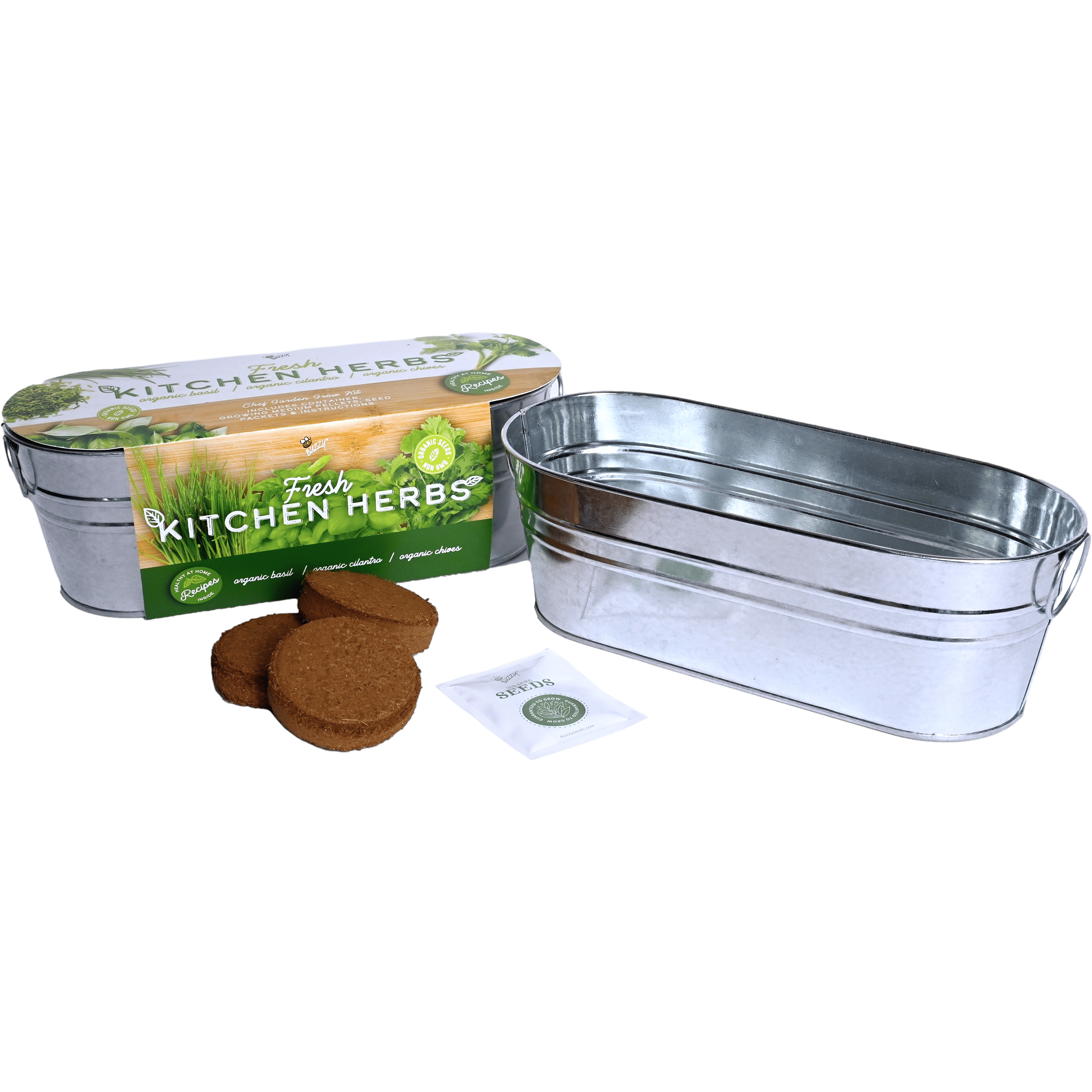 Kitchen Herbs and Strawberry Grow Kit 2-Pack | Indoor Windowsill Gardening