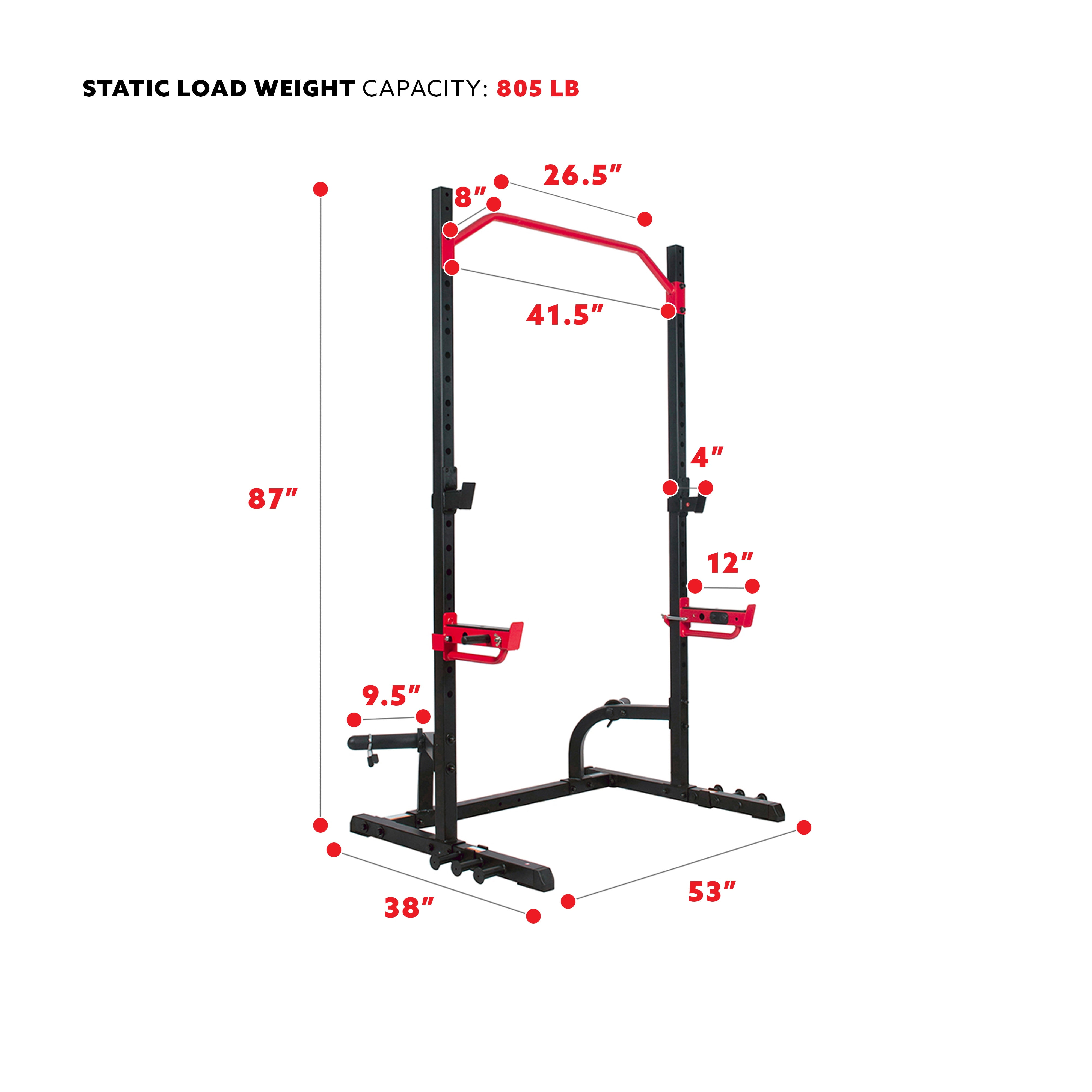 Sunny Health & Fitness Power Zone Squat Stand Power Cage for Strength Training Home Gym, Workout Squat Rack, SF-XF9931