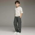 thumbnail image 5 of HAOTAGS Big Boys Casual Cargo Pants(3-14), Elastic Waist Stright Leg Pants with Multi-pockets Dark Gray 6-7Years, 5 of 10