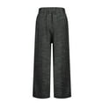 thumbnail image 4 of UVEASISHA Cropped Linen Pants for Women 2025 Summer Striped Straight Leg Pants Elastic Waist Comfy Lounge Beach Trousers with Pockets Black L, 4 of 6