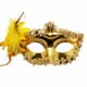 thumbnail image 1 of Media Máscara Facial del Carnaval de Venecia | Diseño de alas esculpidas y pergaminados • Acabado antiguo dorado, negro mate, bronce desgastado • Resina ligera • Cómoda correa elástica • Mascarada, 1 of 1