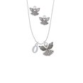 thumbnail image 2 of Delight Jewelry Silvertone Number - 0 - Silver tone Guardian Angel Charm Necklace and Stud Earrings, 2 of 4