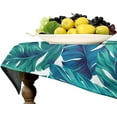 thumbnail image 4 of Green Tropical Leaves Tablecloths, Summer Turquoise Banana Palm Leaves Botanical Tabletop for Kitchen Dinner Party Picnic Decoration 60x120in, 4 of 6
