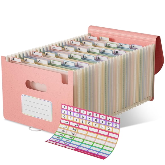 Organizador de archivos en forma de acordeón EcoSash, pajita de trigo, 26 bolsillos