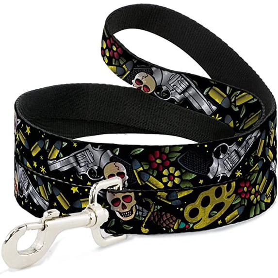 Dog Leash Born to Raise Hell Close Up Black 6 Feet Long 1.0 Inch Wide