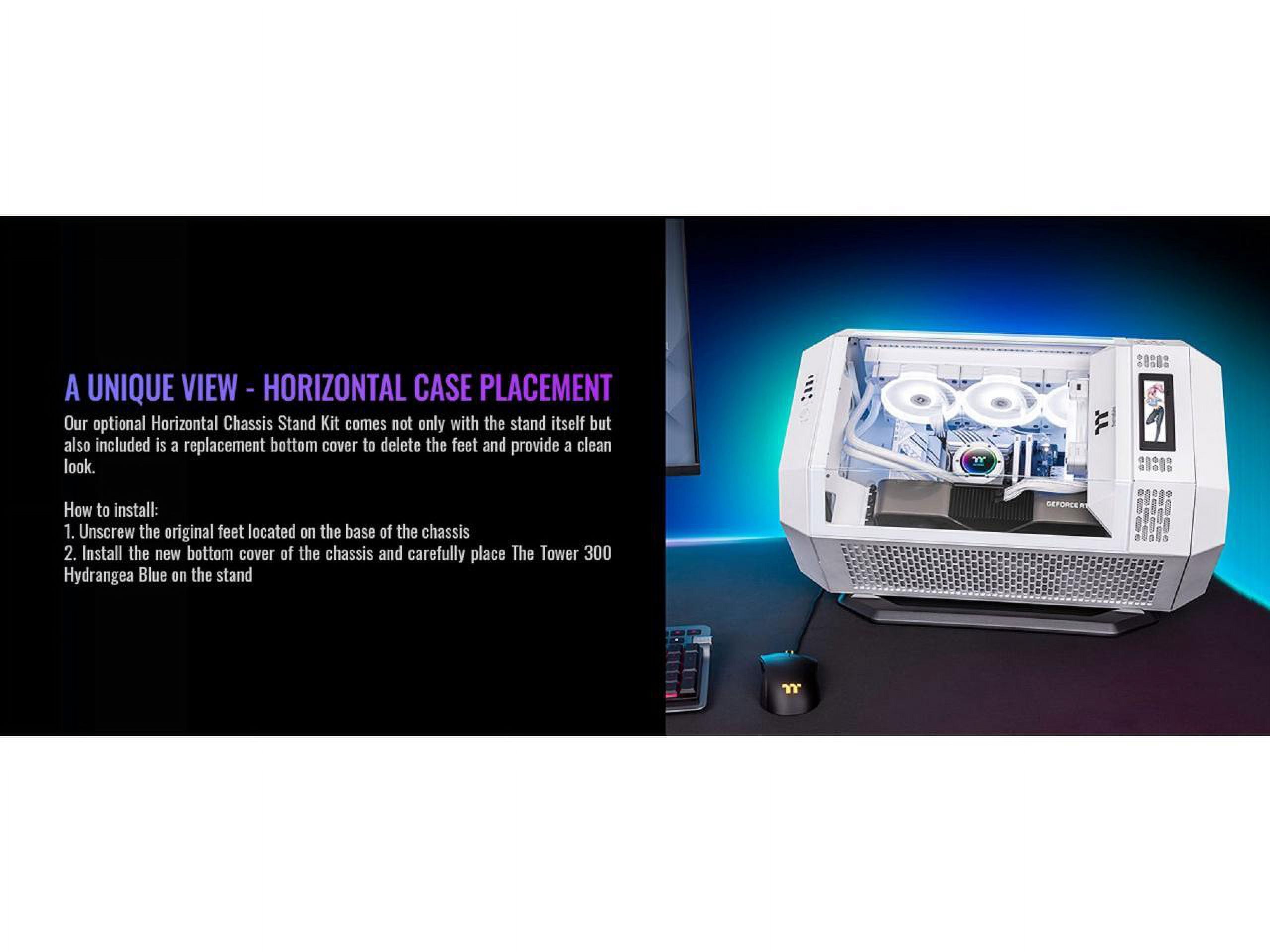 Thermaltake Tower 300 Turquoise Micro-ATX Case; 2x140mm CT Fan Included; Support Up to 420mm Radiator; Horizontal display capable with optional Chassis Stand Kit/Optional LCD Kit; CA-1Y4-00SBWN-00