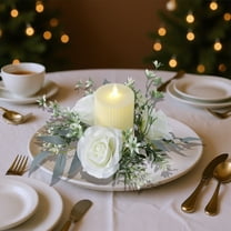 Fmbmuo Floral Rose Candle Ring Holder Tray Candle Holder Plastic Modern Wedding Reception