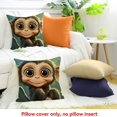 thumbnail image 4 of ZFLMY Big-eyed Monkey Theme 100% Linen Pillow Covers Decoration for Home Sofa Couch - Set of 1, Various Sizes 20x20in, 4 of 5