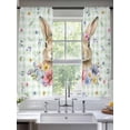 thumbnail image 2 of Bunny Easter Sheer Curtains 72 Inch Length 2 Panels Set Window Treatments, Green Plaid Spring Floral Pastoral Rod Pocket Semi Curtains for Living Room/Bedroom/Kitchen Décor, 104"W x 72"L, 2 of 7