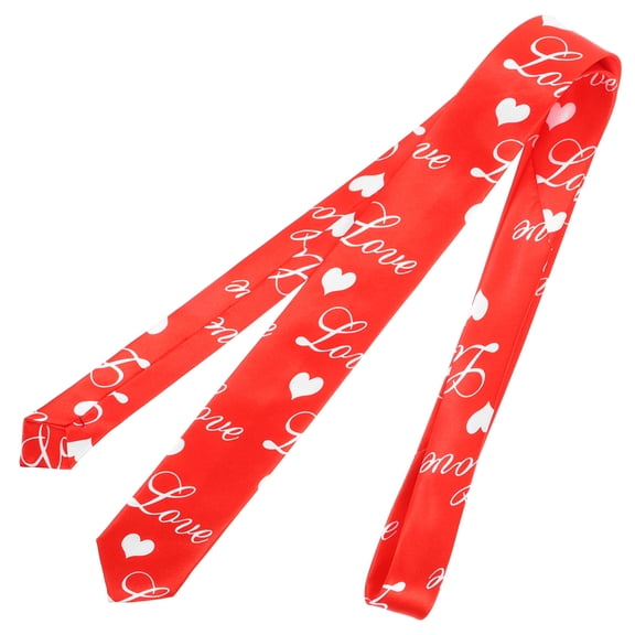 LOLIPPYY Valentines Day Mens Necktie Red with Heart Pattern Comfortable Cloth Material