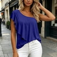 thumbnail image 6 of Women's Solid Color One Shoulder T-Shirt, Loose Sleeveless Tank Top, Casual Fit, 6 of 9