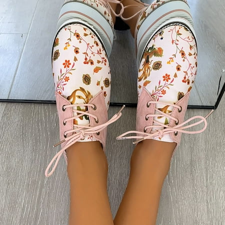 

LnjYIGJ Flats Shoes Women s Round Toe Bandage Clan Style Comfy Casual Shoes Printing Flat Heeled Outdoor Shoes