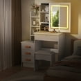 thumbnail image 3 of Thehsnt LED Vanity Desk with Sliding Mirror - Makeup Dressing Table with Hidden Storage & Drawers, 3 of 10