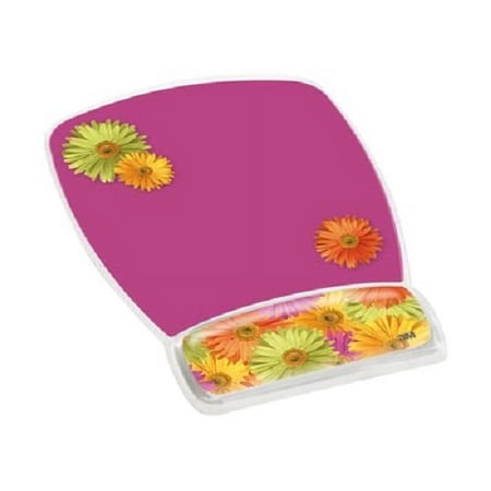 GelMousepadWristrest MW308DS CompactSize Clear Gel Daisy Design 6.8x8.6x.75-1EA