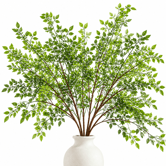 simeccom 2Pcs 41.74" Artificial Nandina Tall Plants - Green Greenery Stems Fake Branches for Vase, Wedding Shop Garden Office Indoor Home Decor
