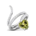 thumbnail image 2 of 7MM Heart Shape Wrap Bypass Ring Natural Peridot 925 Silver Women Rings, 2 of 3