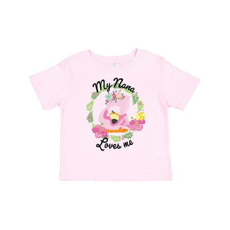 

Inktastic Baby Flamingo My Nana Loves Me with Flower Wreath Boys or Girls Toddler T-Shirt