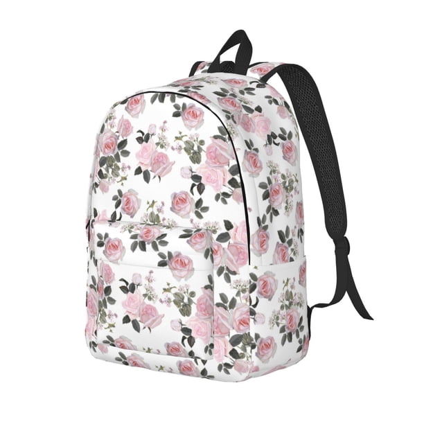 Balery Rose Flowers Mochila Clásica Impresa Básica para Viaje, Mochila Escolar Resistente al Agua, Mochila de Lona con Correas Ajustables-Medium