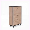 thumbnail image 2 of Chests & Wardrobes, Industrial Weathered Light Oak 5-Drawer Chest with Metal Glides & Casters | Oak | Particle Board+MDF, 2 of 6