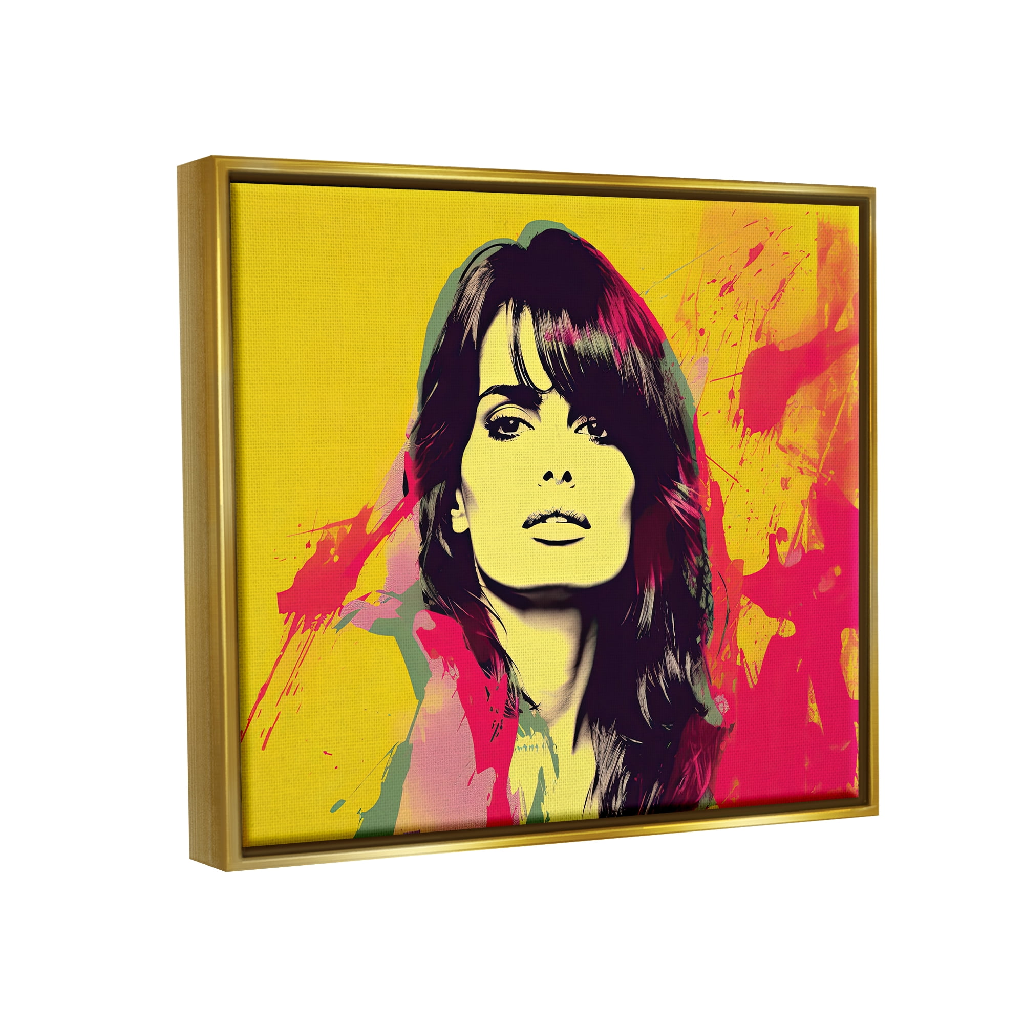 Stupell Industries Modern Penelope Cruz Abstract Painting Gold Floater Framed Art Print Wall Art, 21 x 17