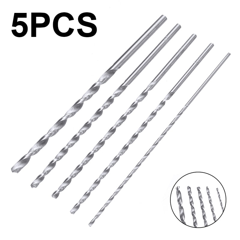 5pcs Extra Long High Speed Steel Woodworking HSS Spiral Drill Bits Drilling 